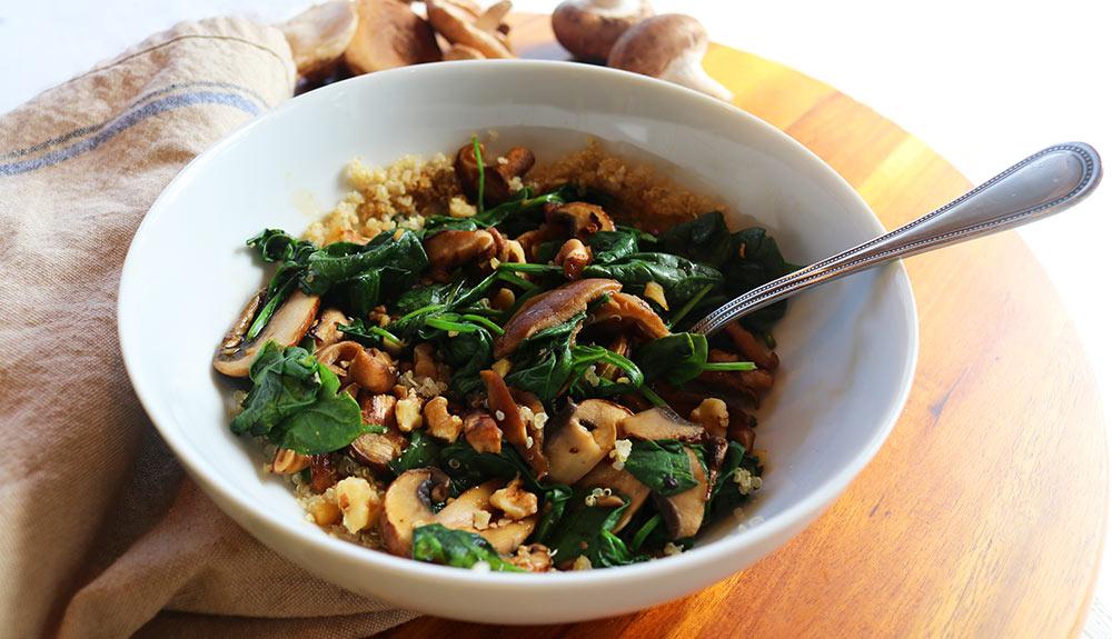 Spinach and Mushroom Quinoa Bowl